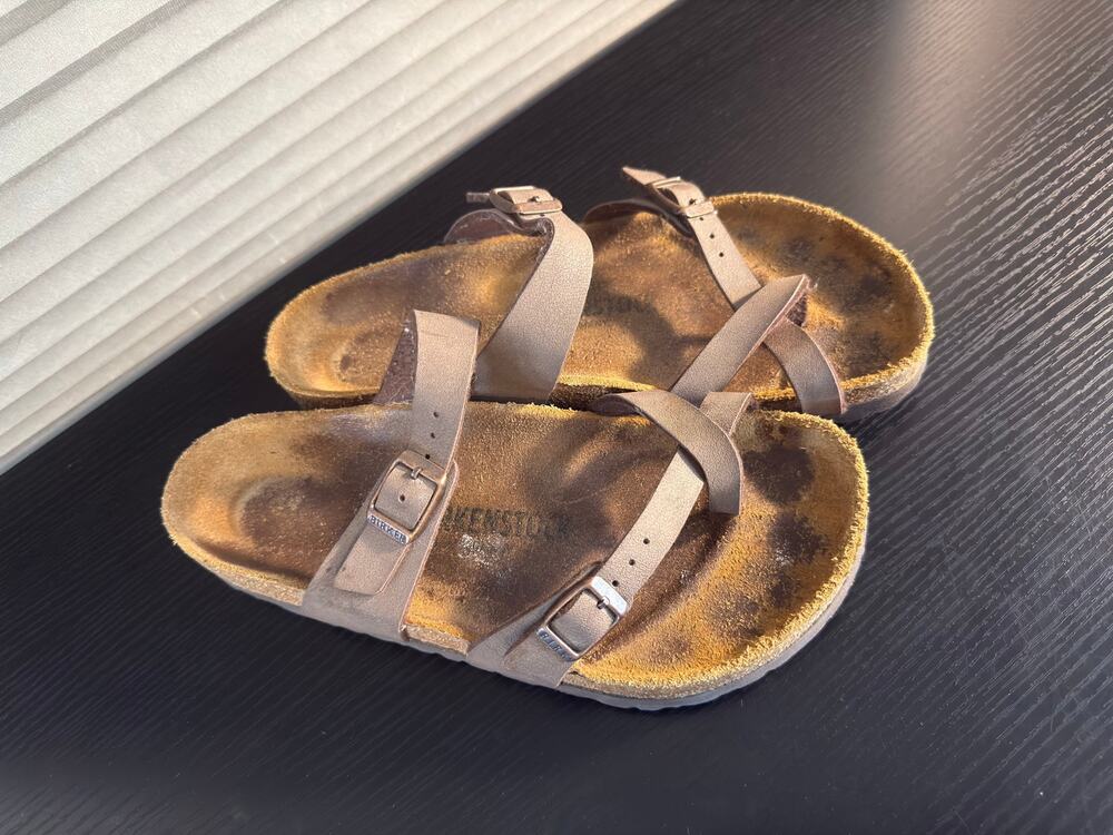 Birkenstock Mayari Mocha Brown Birko Flor Toe Loop Sandals Women’s EU38 US7